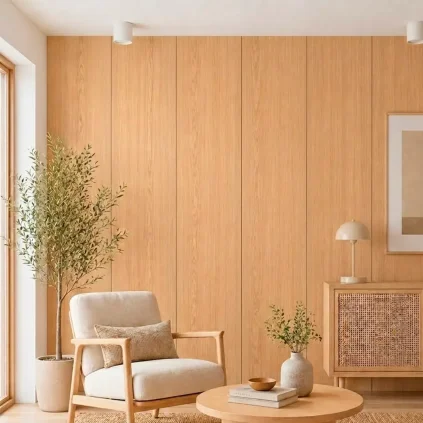 Panel PVC Birch Ember en una sala
